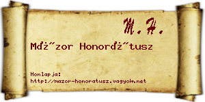 Mázor Honorátusz névjegykártya